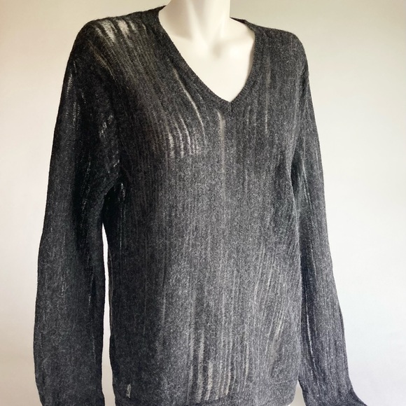 New Armani Exchange Black Grey Wool Nylon Acrylic V-Neck Pullover size XL. - Picture 5 of 16